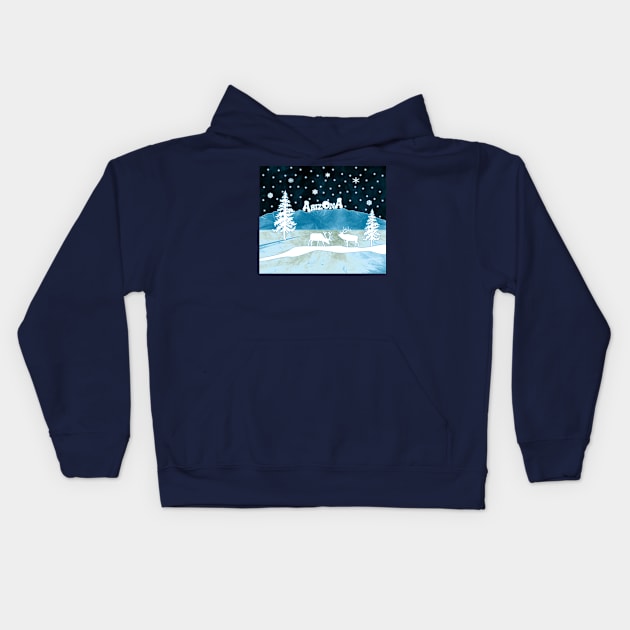 Arizona Stained Glass Winter Mountains Kids Hoodie by 2HivelysArt